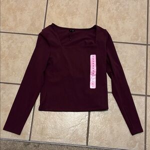 Express Women's Long Sleeve Top - Rich Burgundy
